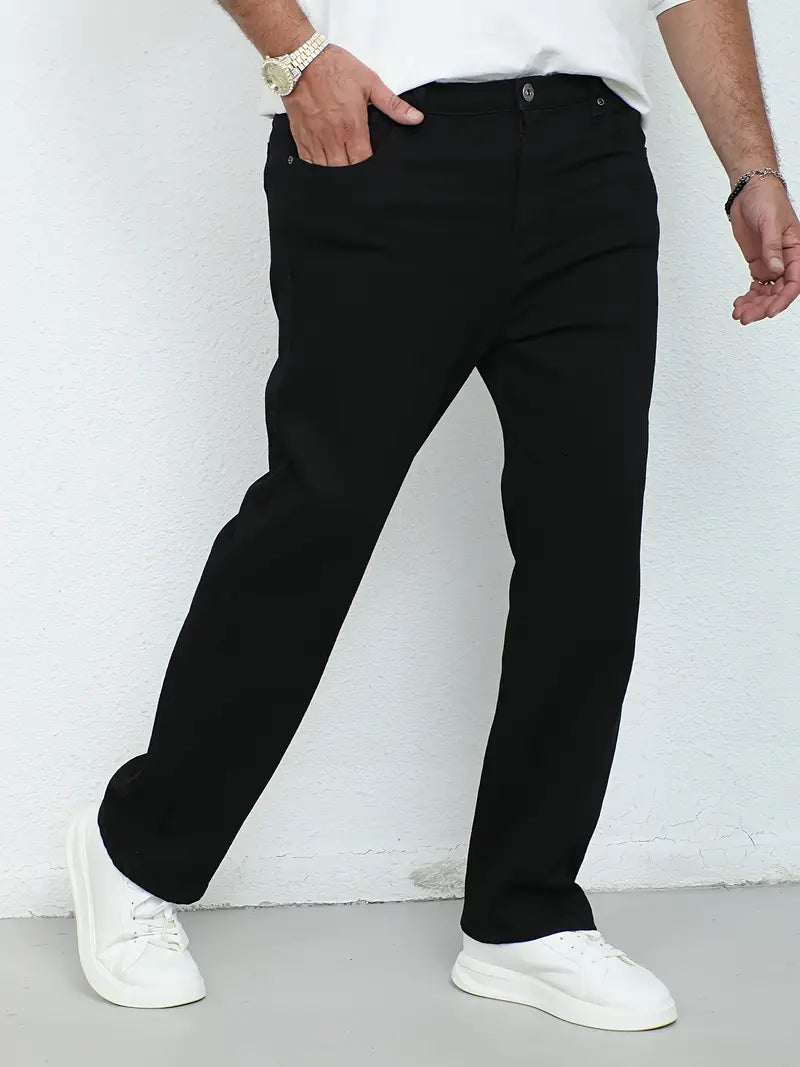 Stretchy Plus Size Men's Comfort Fit Cotton Denim Jeans for Spring and Autumn - Soft, Breathable, and Flexible Pants for Men's Plus Clothing