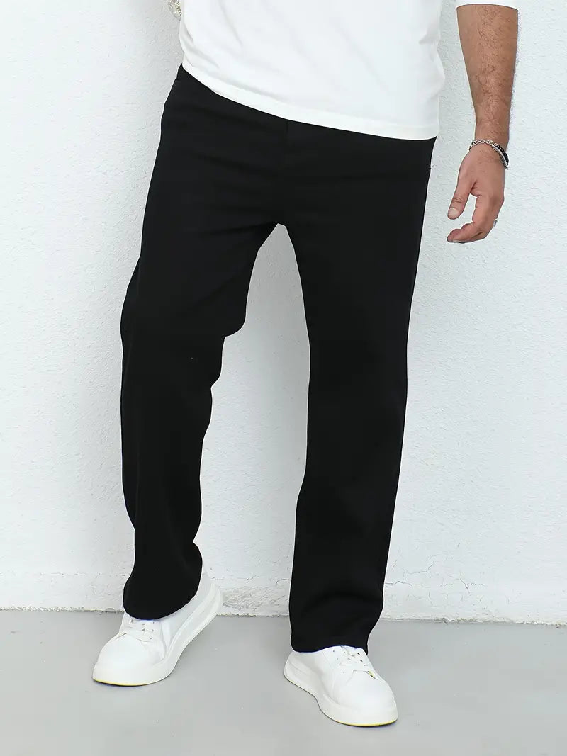 Stretchy Plus Size Men's Comfort Fit Cotton Denim Jeans for Spring and Autumn - Soft, Breathable, and Flexible Pants for Men's Plus Clothing
