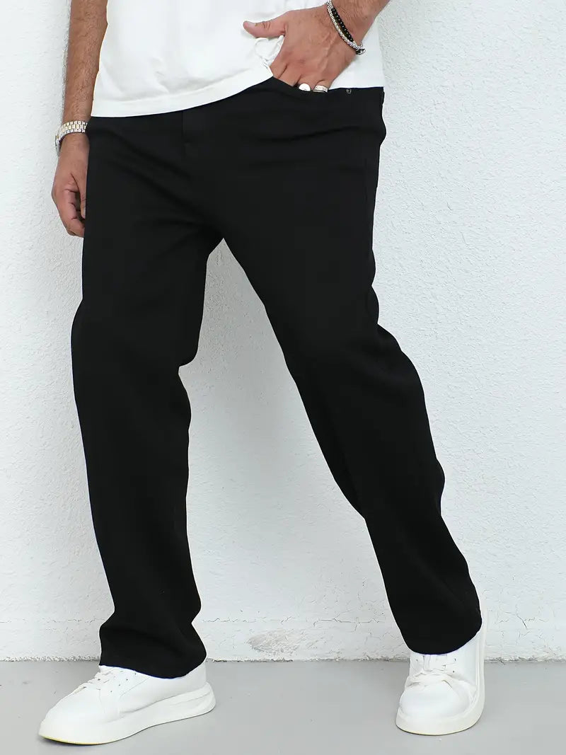 Stretchy Plus Size Men's Comfort Fit Cotton Denim Jeans for Spring and Autumn - Soft, Breathable, and Flexible Pants for Men's Plus Clothing